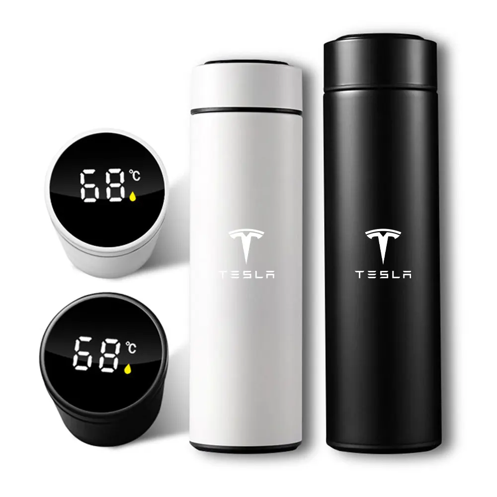 500ML Stainless Steel Intelligent Temperature Display LED Thermos Cup For Tesla Model 3 Model Y Model S Model X Cybertruck Coil