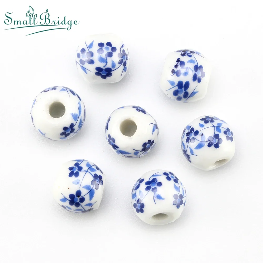 8 10MM Retro Color Ceramic Beads For Bracelet Jewelry Making DIY Accessories Applique Round Smooth Pattern Porcelain Bead Crafts