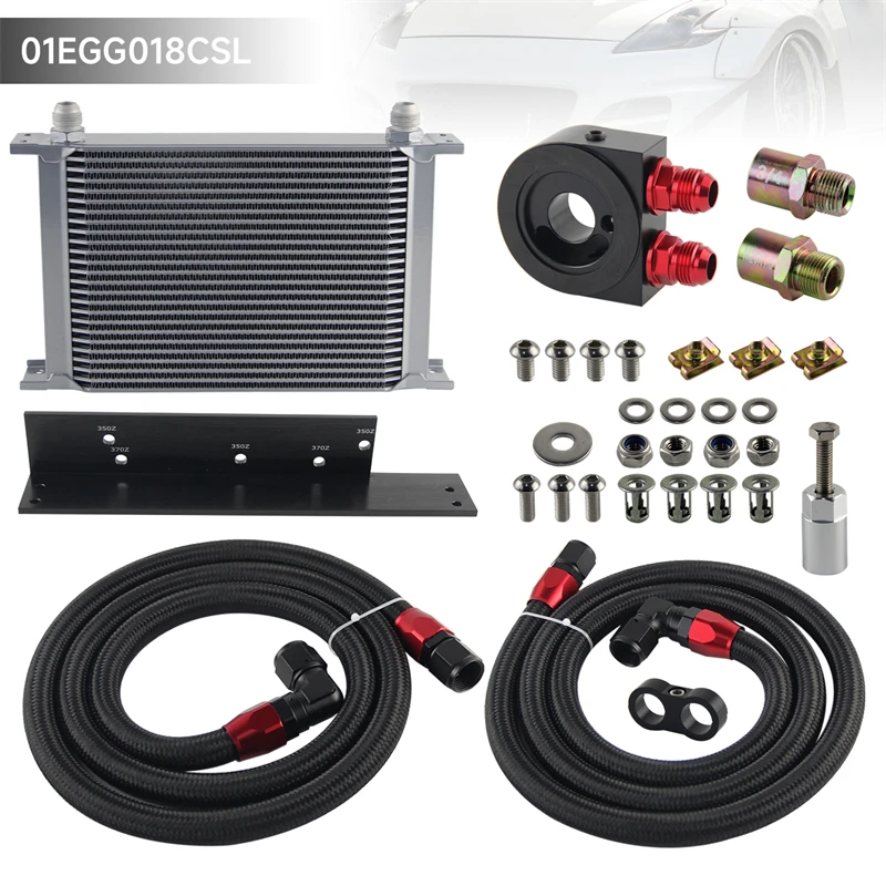 25 Row Bolt On Oil Cooler Kit Fits For Nissan Fairlady 03-08 350Z VQ35 / 2009-2017 370Z VQ37 Black / Silver