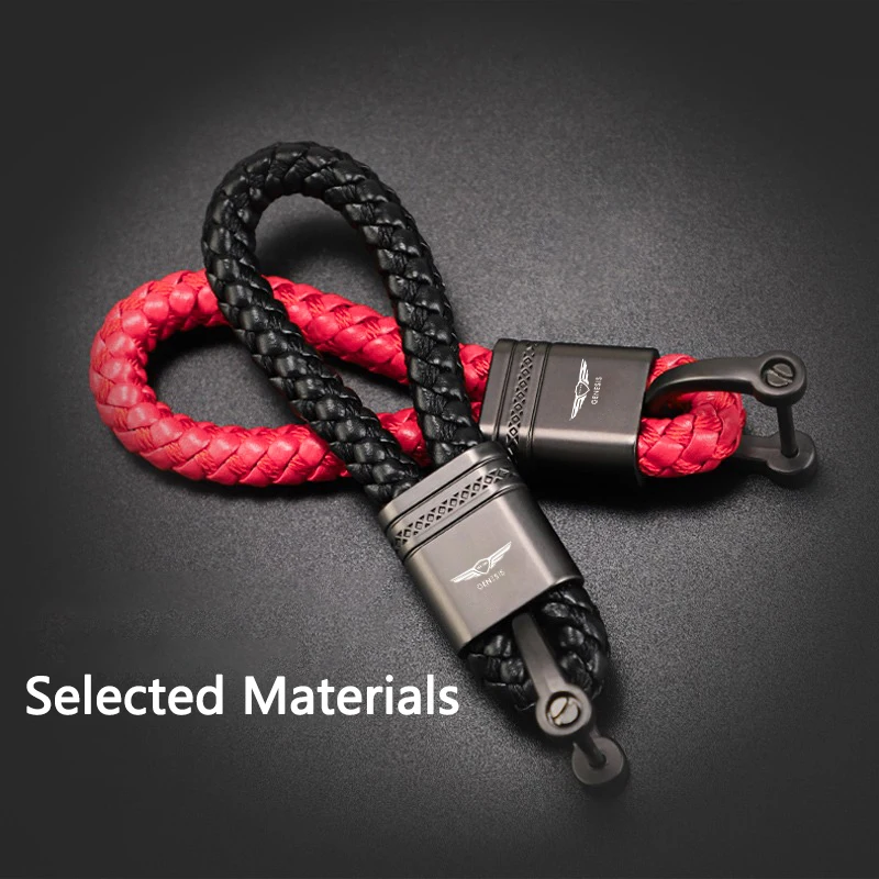 Car Braided Rope Keychain Metal Key Ring Accessories For GENESIS Logo gv60 Suv Coupe 3.8 2022 gv80 gv70 g70 GV60 GV70 GV80 EV