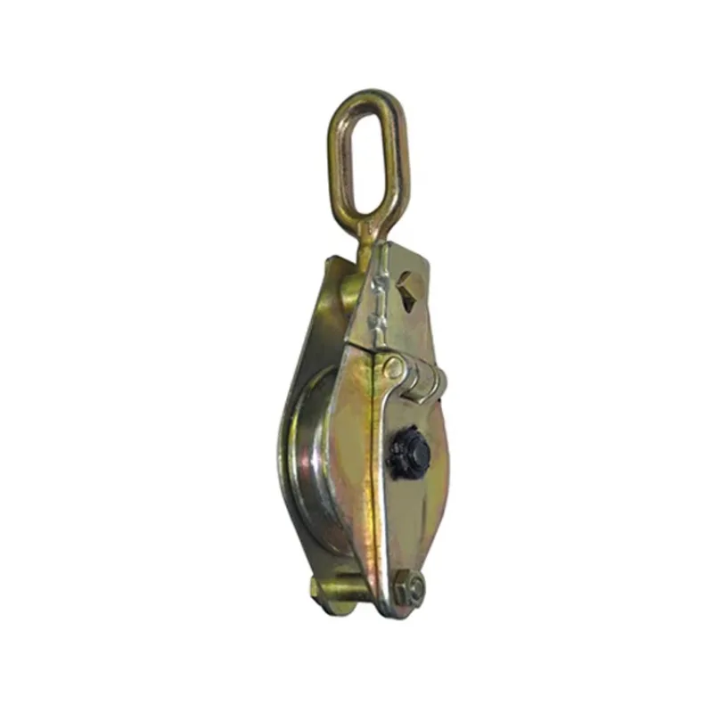 Two-wheel power pulley block with hook type wire rope grab hook pulley