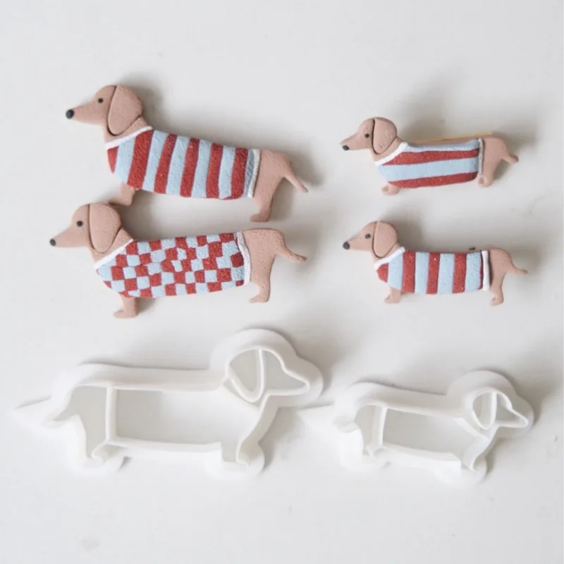 Funny Dachshund Polymer Caly Cutters Cute Pet Dog Earrings Jewelry Pottery Clay Fridge Magnets Cookie Fondant Making Tools