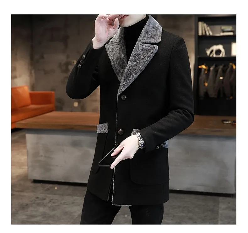 Japan And South Korea Autumn And Winter New Men's Coat Jacket Small Suit Velvet Artificial Fur