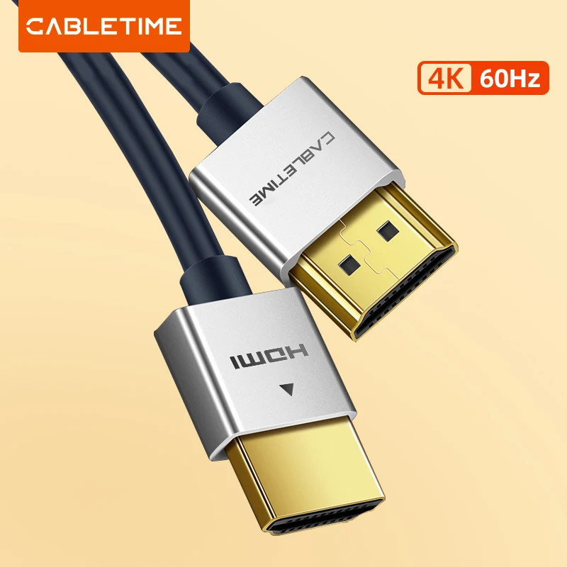 CABLETIME Nowy kabel HDMI M/M ze stopu cynku HDMI do HDMI 2k * 4k 2.0 Slim Kabel HDMI do telewizora Laptop Projektor PS3 PS4 Kabel C124