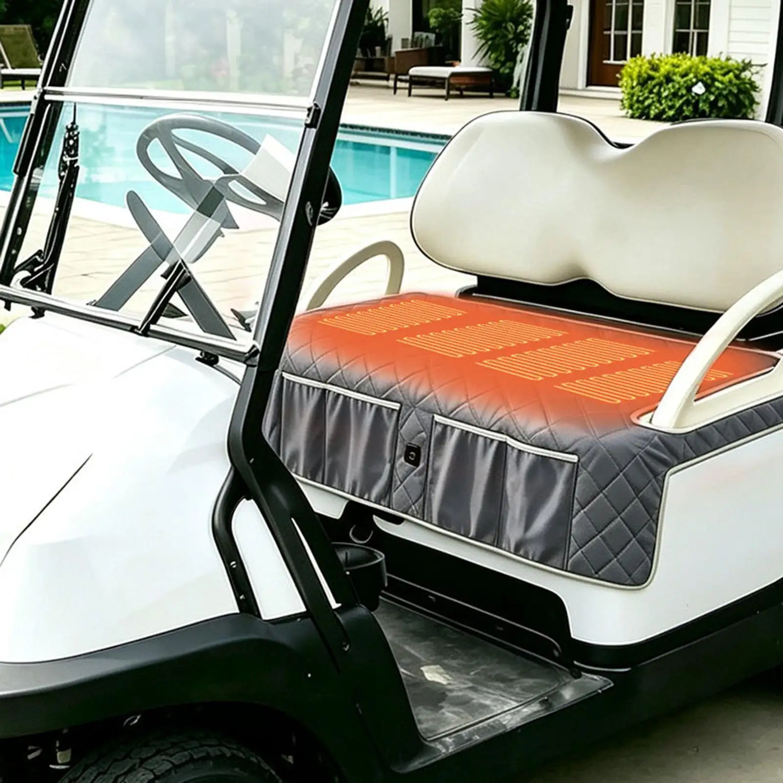 Heated Golf Cart Seat Cover Non Slip 4 Zone Heat 3 Level Adjustable Pad Golf Cart Seat Warmer Towel for Men Women Husband Pets