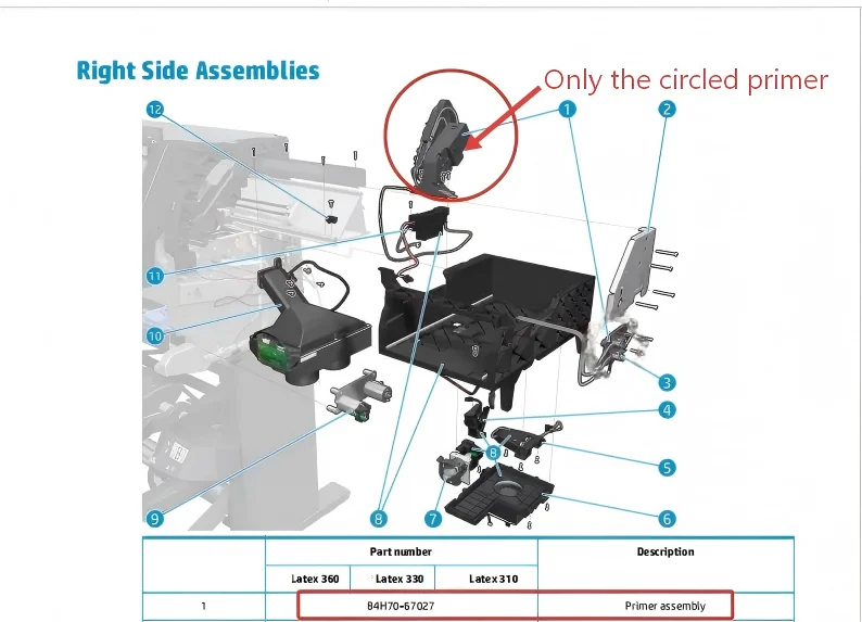 B4H70-67027 M0E29-67099 Primer Assembly For Latex 310 330 360 370 560 570 115 POJAN