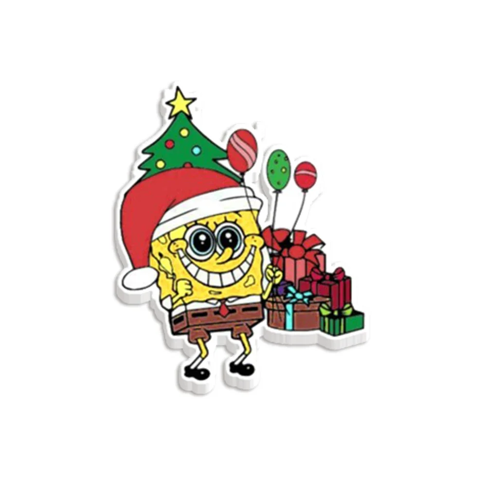 30 Pcs /Lot Merry Christmas Spongebob Resin Charms Cabochons For DIY Bows Party Craft Supplies Handmade Materials