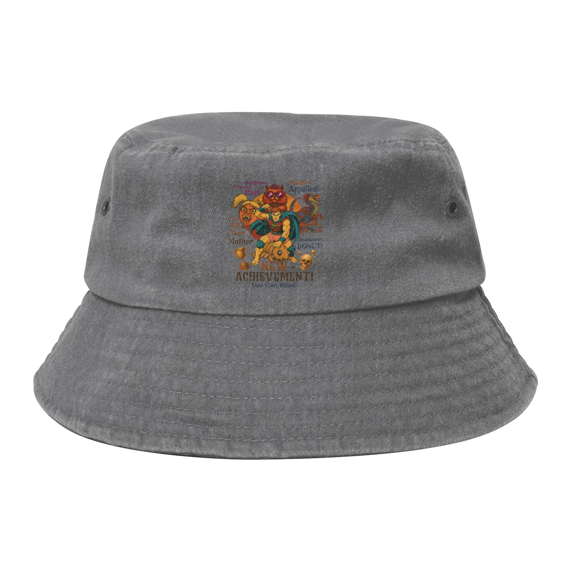 Teen Distressed Washed Bucket Hats Dungeon Crawler Carl Retro Bookish Spring Picnic Headwear Camping Fishing Hat Dropshipping
