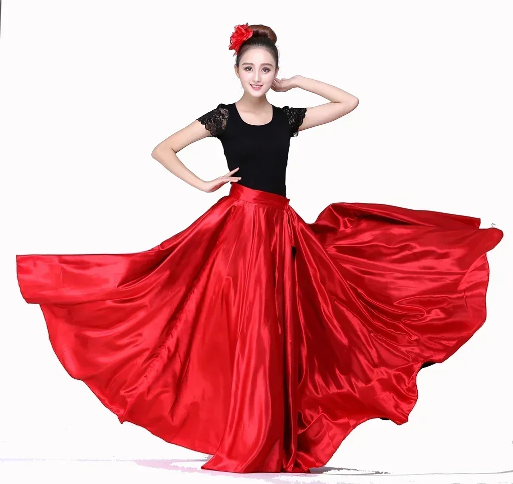 Costume da ballo di flamenco Gonna di danza del ventre Gonna altalena da corsa spagnola Costume Gonna da ballo grande