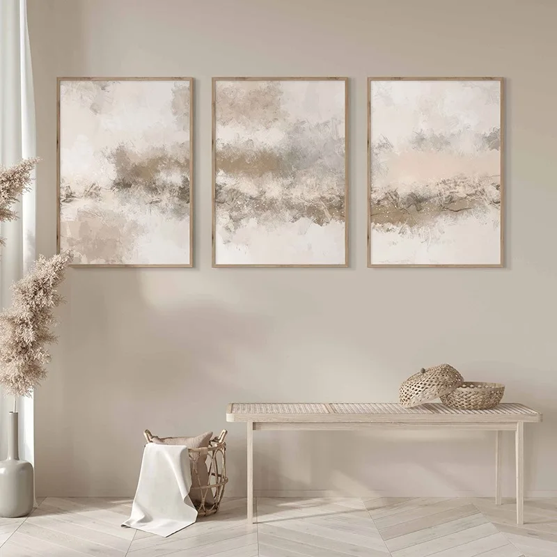 Beige Abstract Posters and Prints Wall Art Neutral Nordic Modern Minimalist Canvas Painting Wall Picture for Living Room Decor
