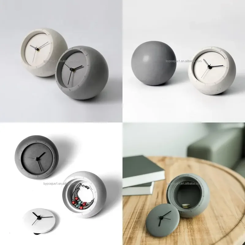 for Creative Multifunctional Cement Concrete Spherical Clock Custom Color  Storage Box Living Room Bedroom Decoration