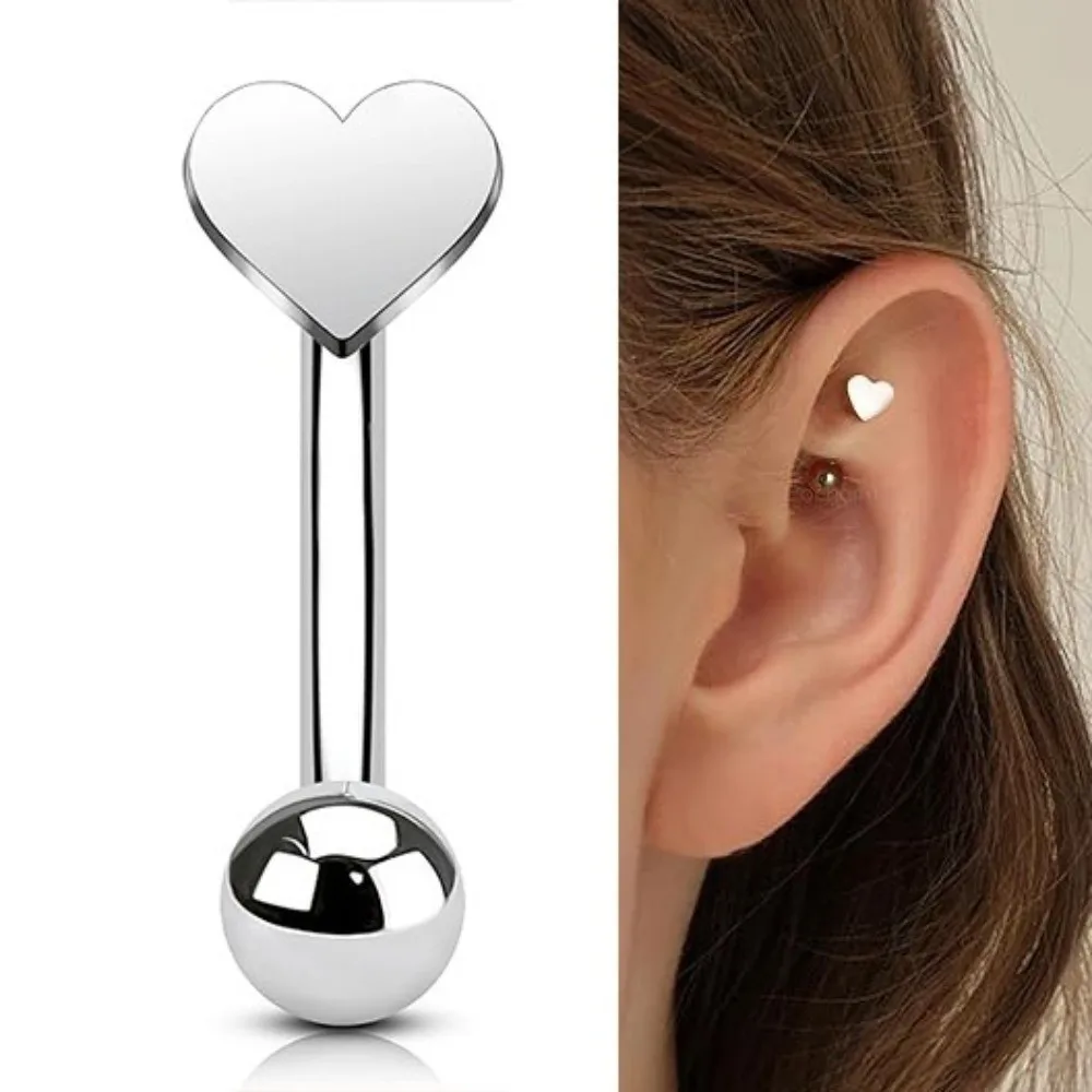 Stainless Steel Curved Eyebrow Sticks Star Cross Punk Body Jewelry Heart Hypoallergenic Gothic Style Eyebrow Piercing Daily Use