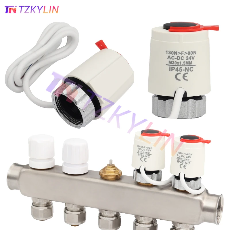24V DC Normally Closed NC M30x1.5mm Electric Thermal Actuator for Underfloor Heating TRV Thermostatic Radiator Valve view 4