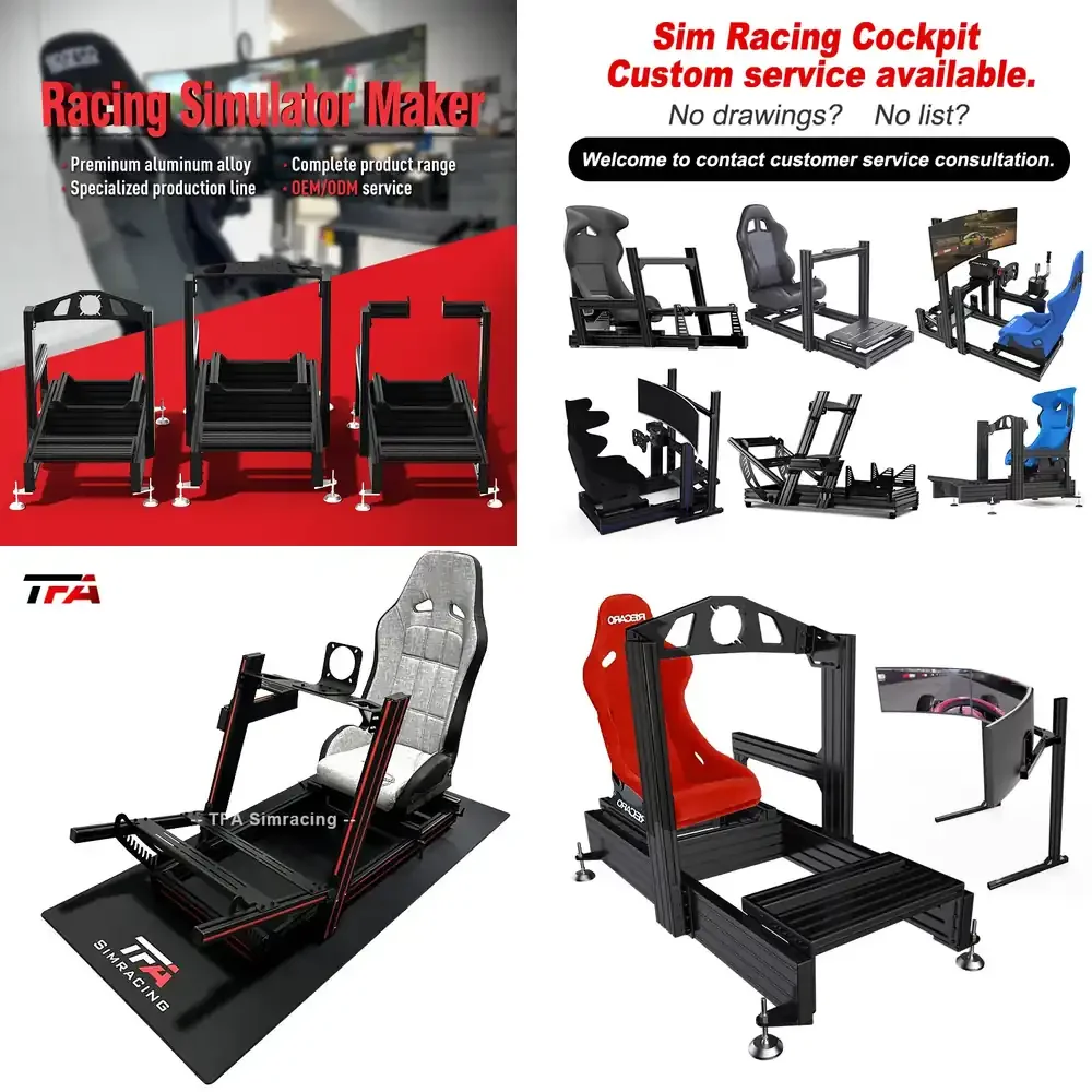 2026 Hot Racing Rig Game Driving Flight Simulator Cockpit Silver Black 4080 Kit Black Racing Rig Kit