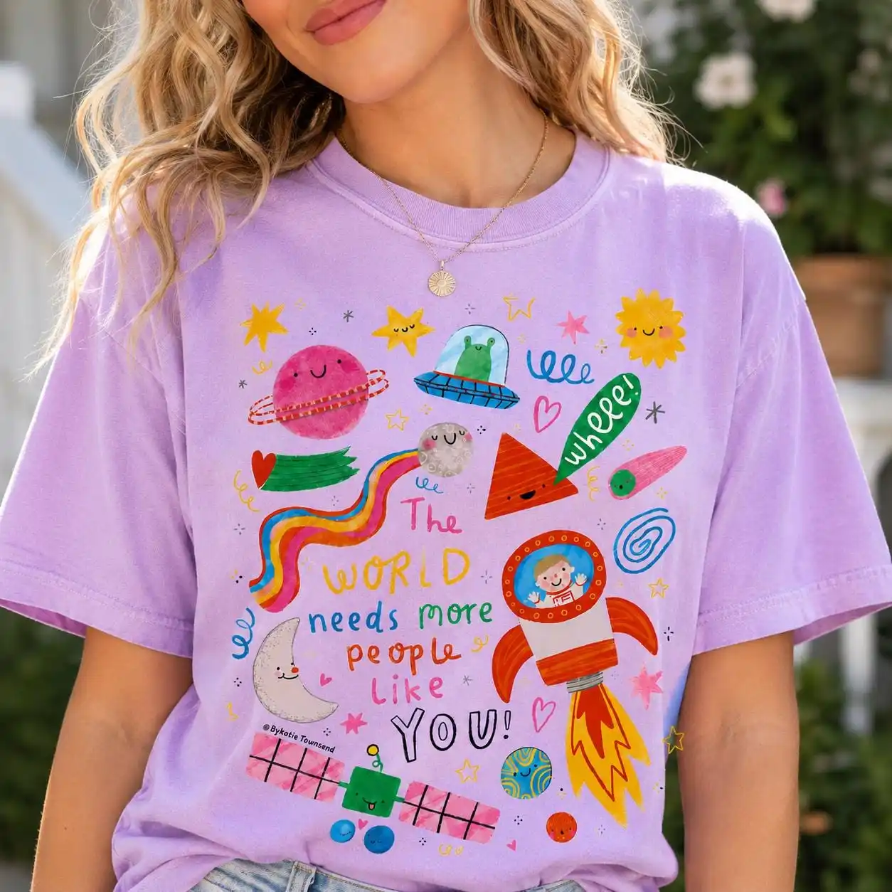 The World Needs More People Like You T-Shirt | Cute Space Graphic Colors Tee T-shirt
