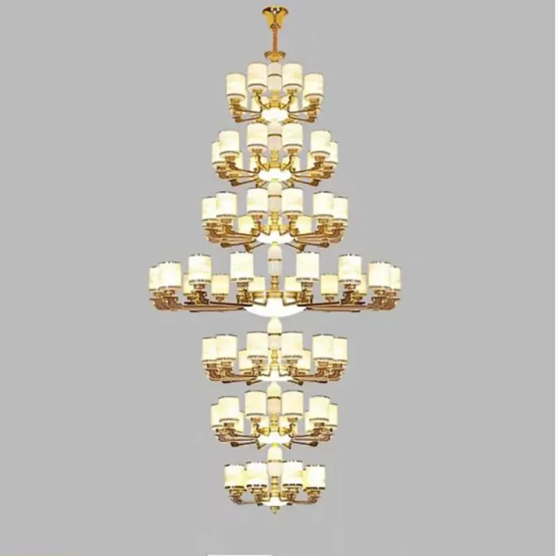for New Chinese Style Duplex Villa Living Room Hollow Chandelier for Building Middle Floor Empty Jump Hall Five Floor