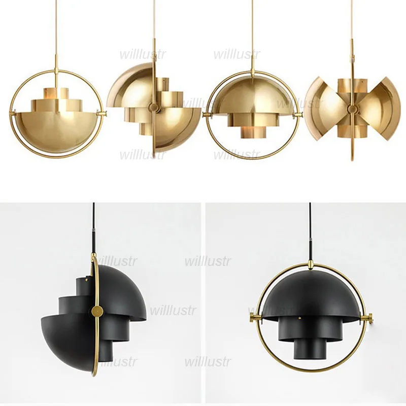 Creative Iron Sphere Rotating Metal Pendant Lamp Helmet Suspension Ceiling Chandelier for Hotel Cafe Bar Versatile Hanging Light