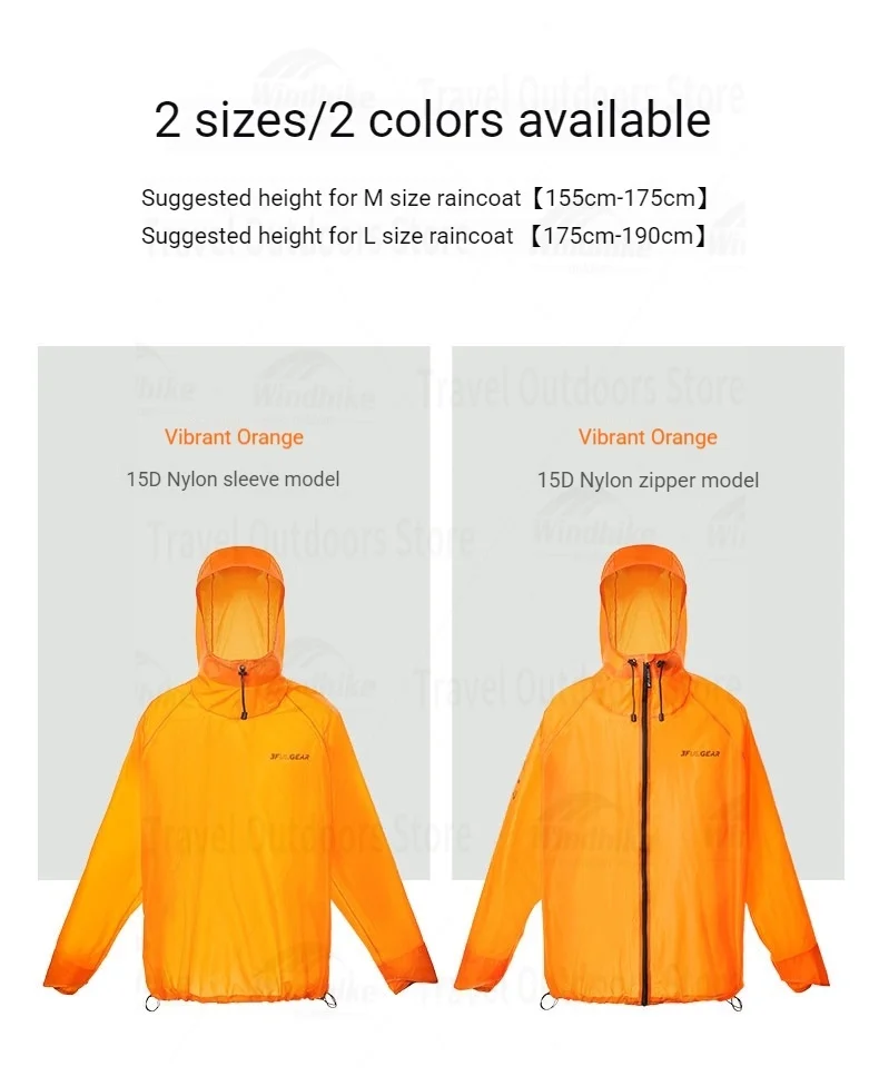 3F UL GEAR M/L Outdoor-Regenbekleidung, zweiteiliger Regenmantel und Regenhose aus Nylon zum Wandern, Radfahren, Offroad-Bergsteigen, regenfest – Detail 4