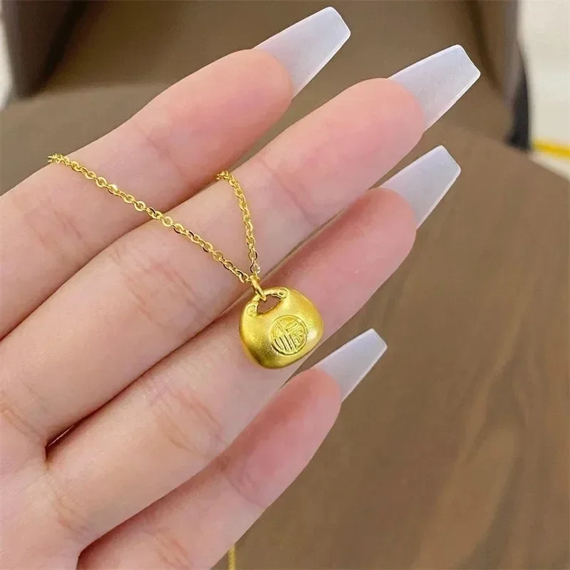 Eldorado Gold   Eldorado Gold 2025 2025AU750 18K Little Fat Fortune Pendant Women's Necklace Fashion Light Luxury High End Acces