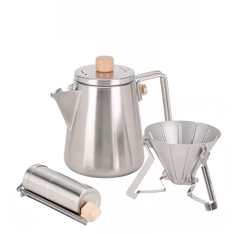 

Outdoor Camping Master Drip Coffee Pot Stainless Steel Vintage Grinder Set