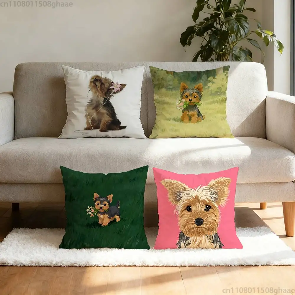 

Yorkshire Terrier dog Cute Pillow Case Sofa Living Room Bedroom Headboard Backrest Cushion Square Cushion Nap Time