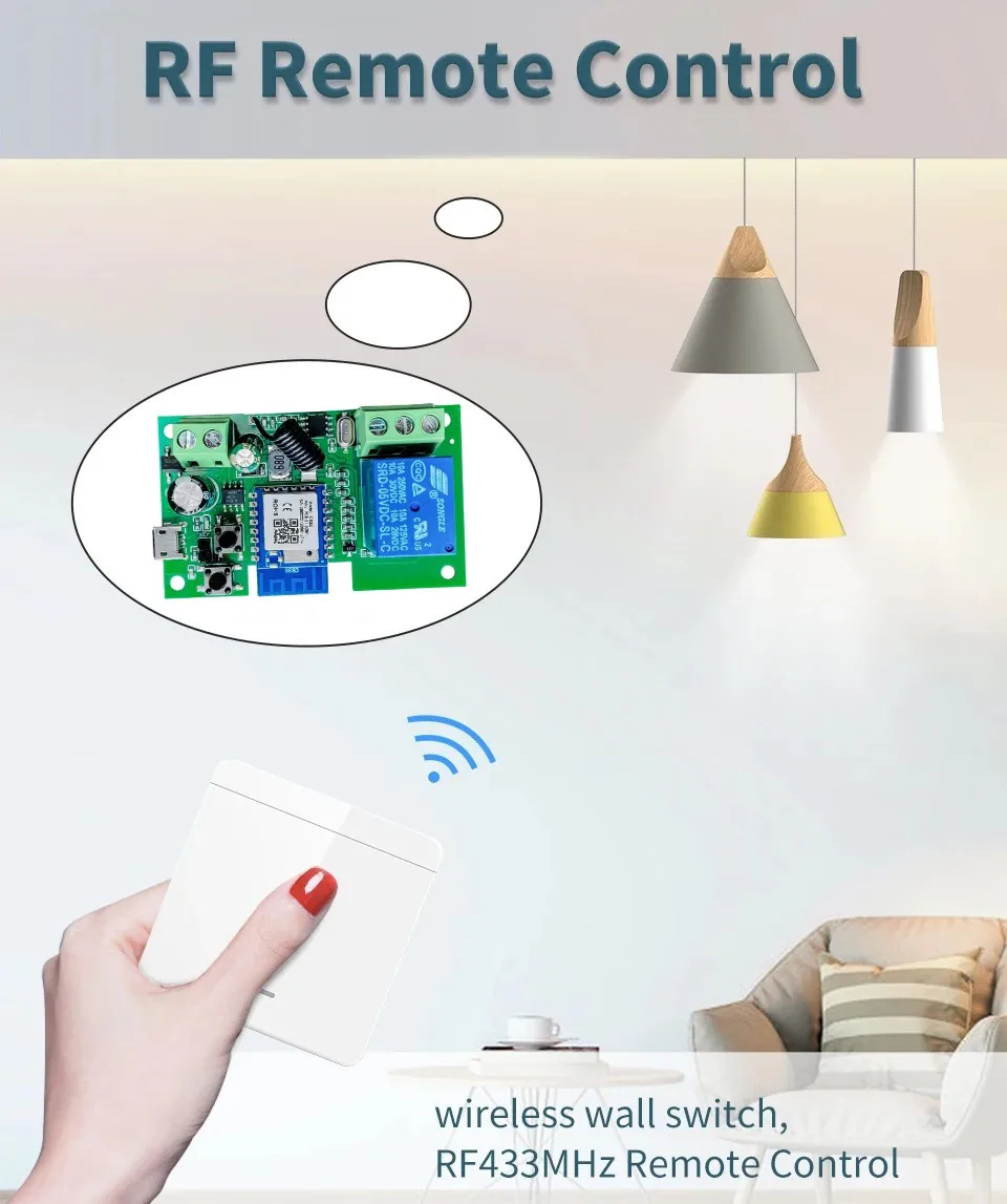 Tuya Smart Wifi Switch Module 12V 24V 7-32V RF 433 Remote Control Appliance Control Module 1CH Relay Work With Alexa Google Home