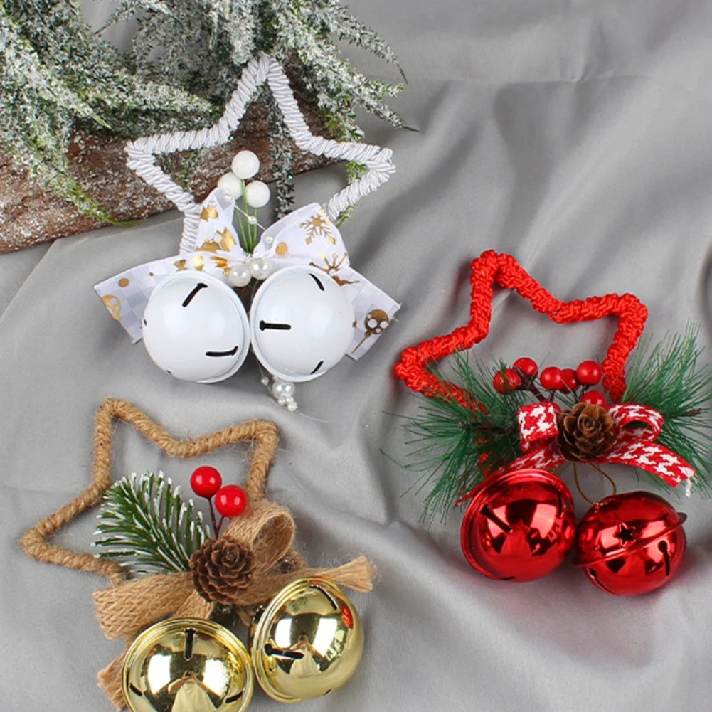 Christmas Tree Red Gold White Star Bell Ornament Versatile Christmas Decor Tree Ornament Tool-free Installation