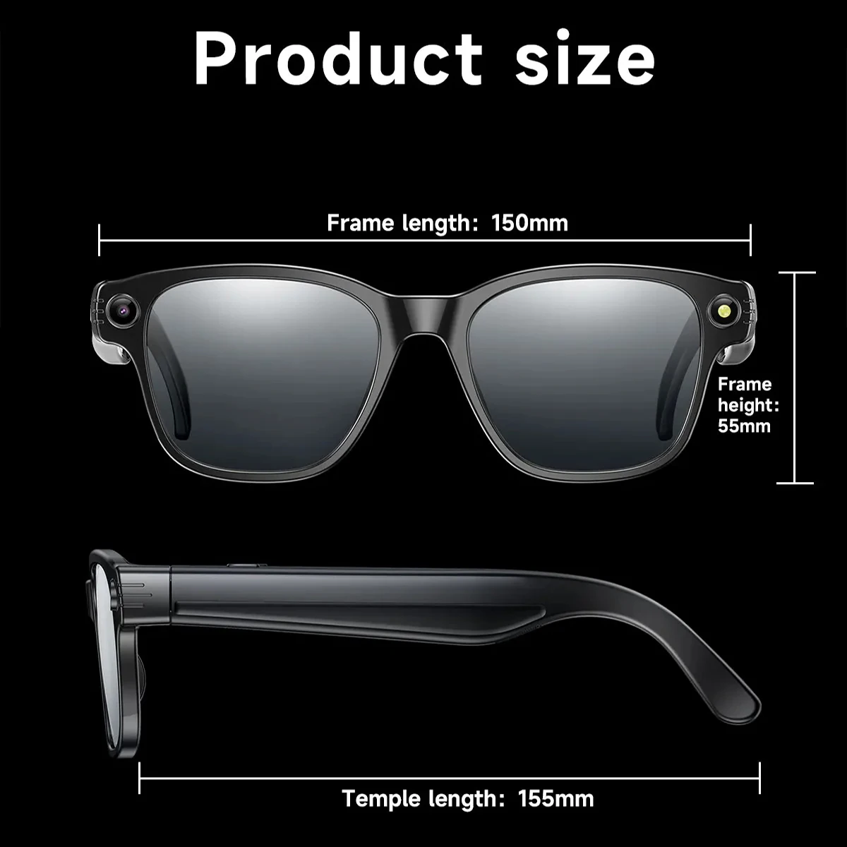 Gafas inteligentes asistente de voz traducción Control táctil grabación de vídeo 800W cámara impermeable Bluetooth llamada gafas de sol inteligentes