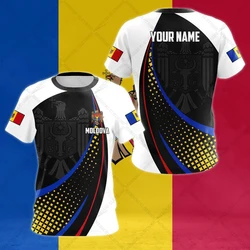 Emblemat Moldova z graficznym nazwa własna t-shirty e-sports letni fajny męski damski i dziecięcy odzież sportowa luźne za duże koszulki