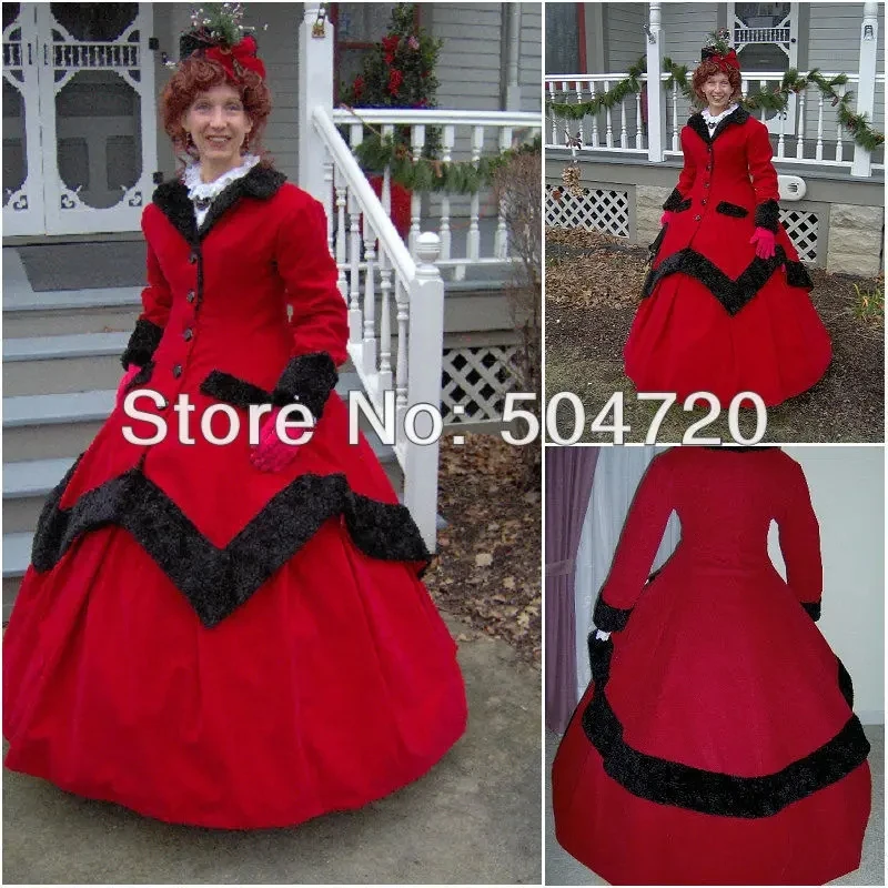 Customer-made Victorian Dress1860S Scarlett Civil War Southern Belle dress Marie Antoinette dresses US4-36 V202