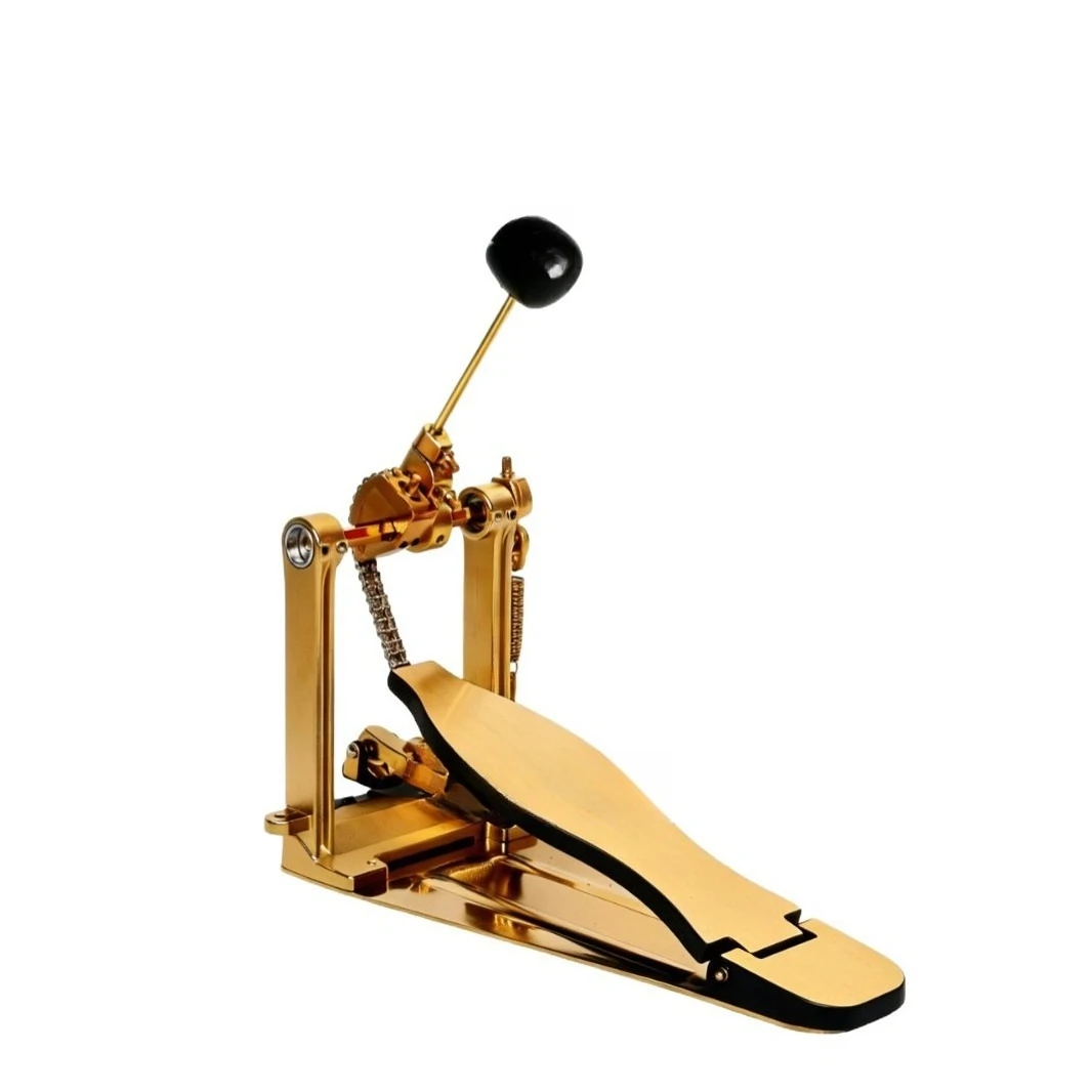 Gold Plated Double Chain Drive Bass Drum Pedal, Electronic Drum Foot Pedal, Durable and Smooth Performance