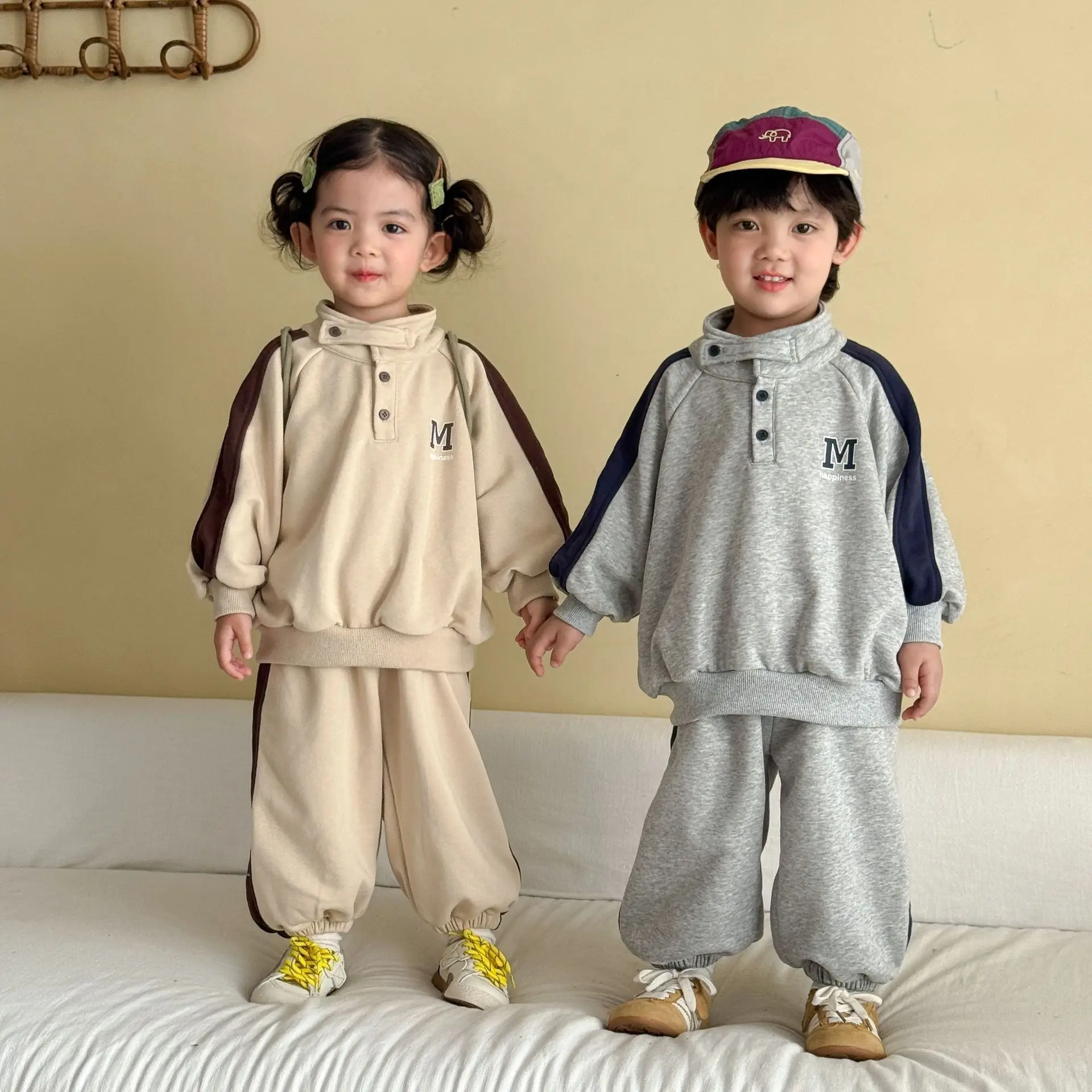 Autumn Children Long Sleeve Clothes Set Boys Girls Casual Letter Sweatshirt + Sweat Pants 2pcs Suit Kids Sports Outfits  -125