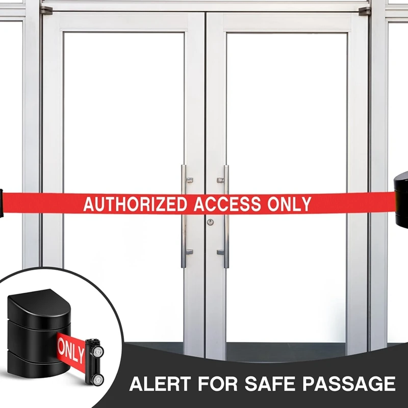 16.4 Ft Magnetic Wall Mount Retractable Belt Barrier Authorized Access Only Belt With ABS Case Rope Safety Barriers