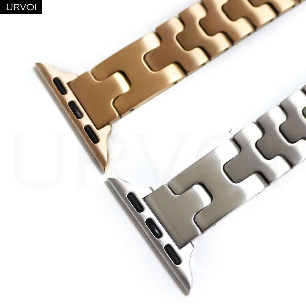 URVOI Satiné Grand H Fin Band for Apple Watch Series 11 10 9 8 7 6 SE 3 Stainless Steel girl strap for iWatch butterfly clasp