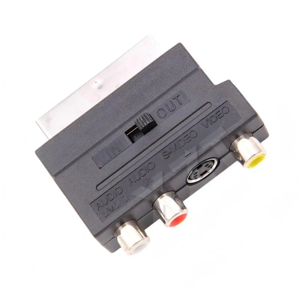 21-pinowy konwerter SCART męski na 3 żeńskie RCA AV Audio Video Adapter do telewizora VCR SCART z przełącznikiem Pozłacane złącze Hot