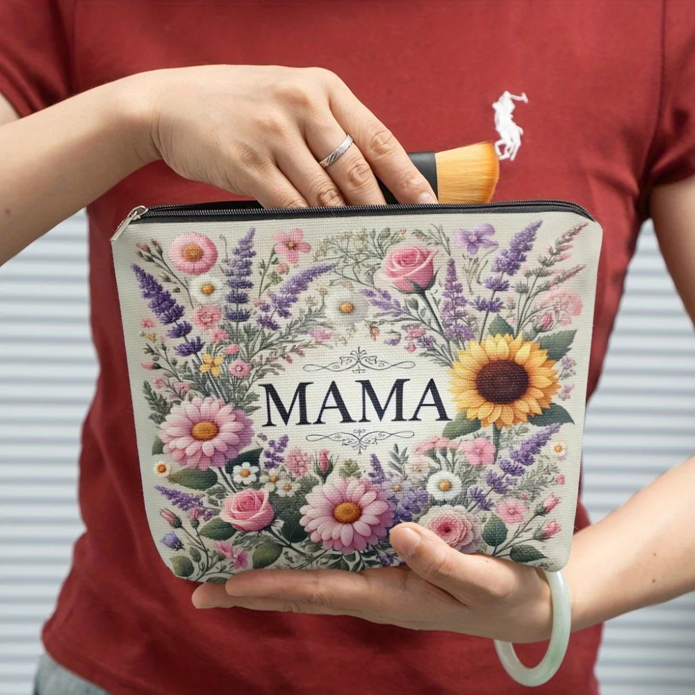 1 Makeup Bag, Floral Crown for Mom, Zipper Closure, Unisex, Multifunctional for Travel/Storage,Lightweight And Machine Washable