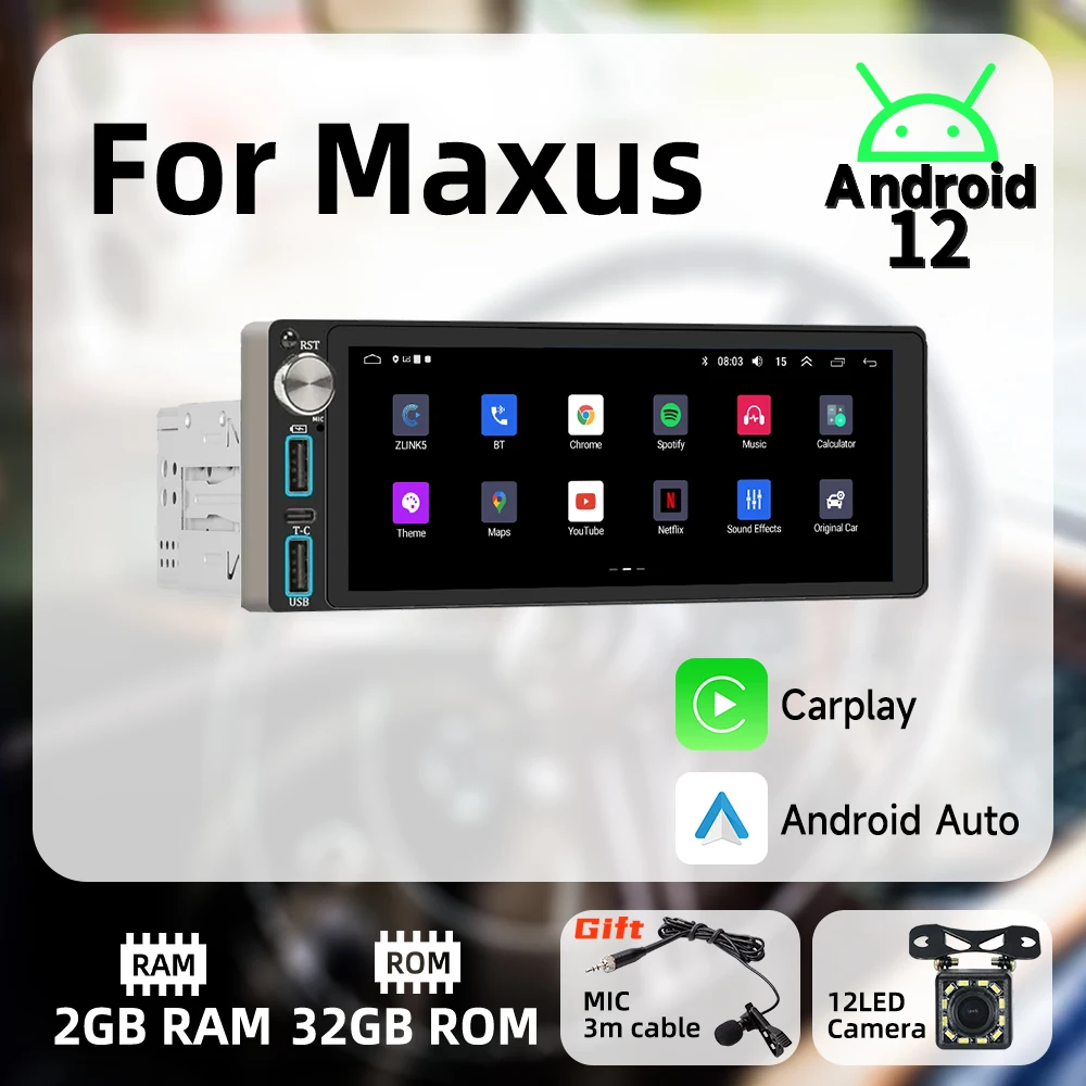 

Carplay Android Auto 1 Din Radio Android Car Multimedia for Maxus 6.86" Screen Stereo Head Unit Autoradio GPS Navigation BT Wifi