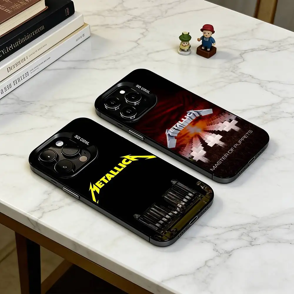 

Logo Music M-Metallica A-Album Phone Case For iPhone 17,16,15,14,13,12,11 Plus,Pro Max,XS,Colored Silver Plated Inside Cover