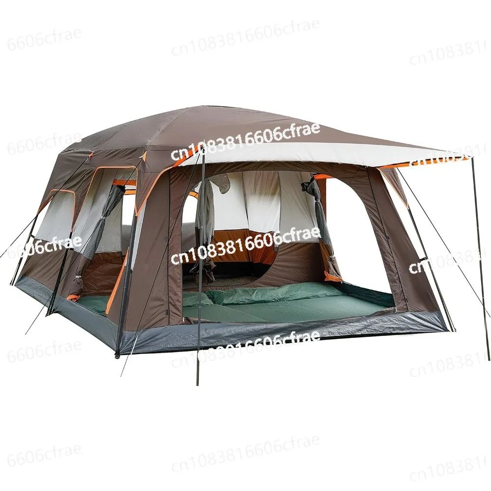 

Extra Large Tent 12 Person(A),Family Cabin Tents,2 Rooms,3 Doors and 3 Windows with Mesh,Straight Wall,Waterproof