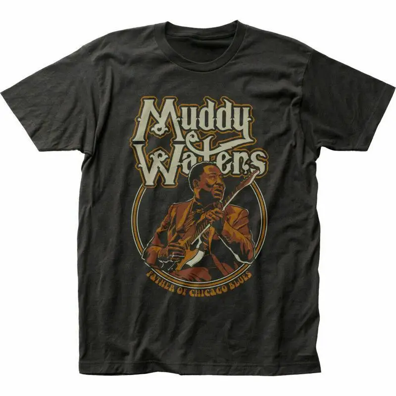 Muddy Waters Father of Chicago Blues T Shirt Mens Licensed Rock N Roll Black