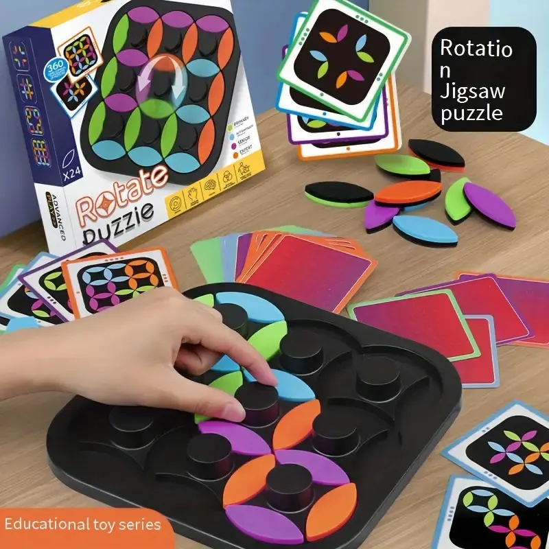 Colorful Leaves Rotating Puzzle - Early Learning Interactive Game for Youngsters Table Top Puzzle Board Game Set