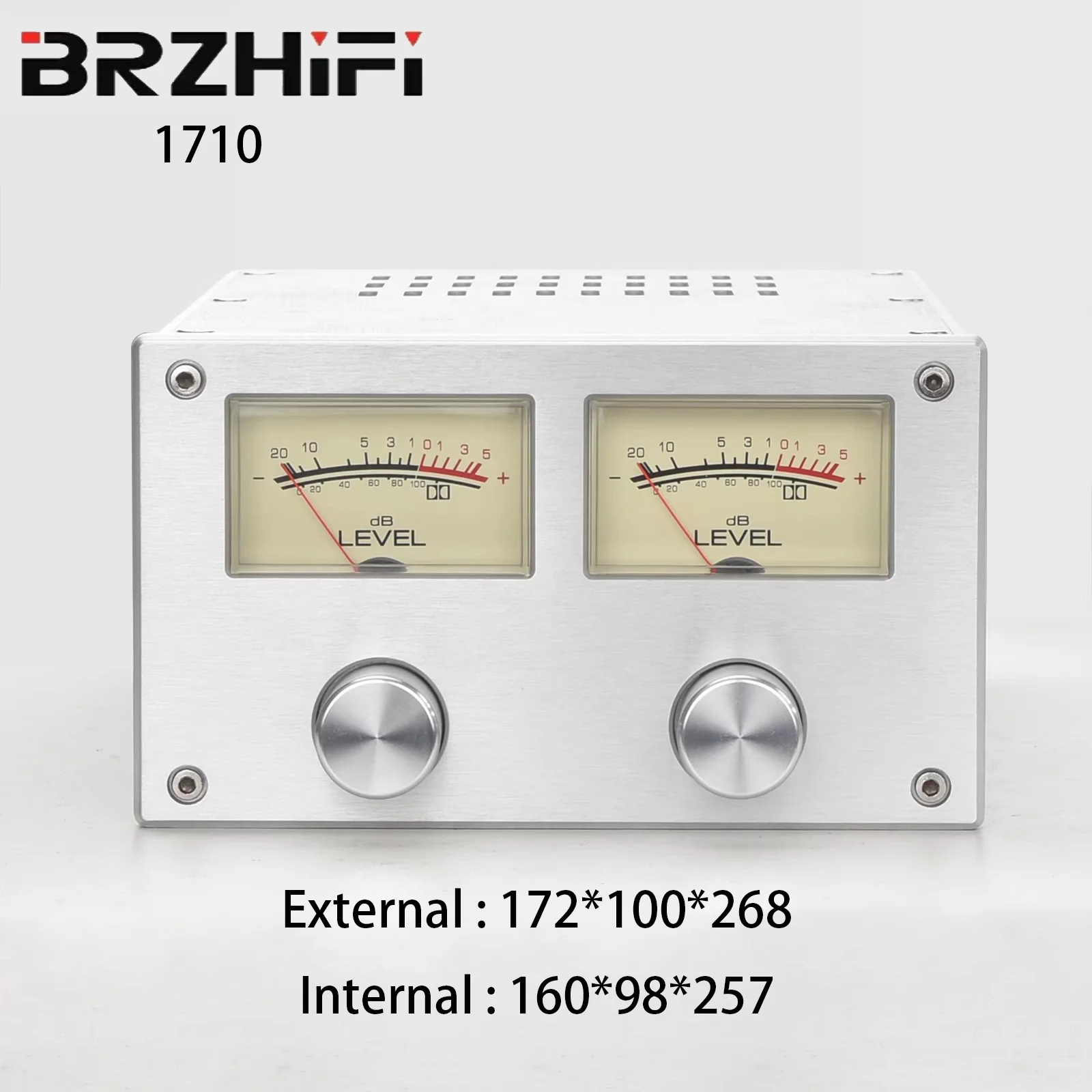 BRZHIFI  Tube Amplifier case 1710 four-side Ventilate retro power amp chassis air cooling Aluminum Home Audio box with dB Meter