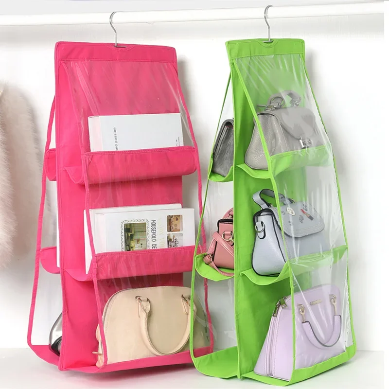 Hanging Handbag Organizer for Wardrobe Closet Transparent Storage Bag Door Wall Clear Sundry Shoe Bag with Hanger Pouch