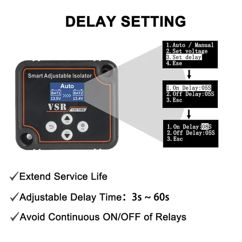 Imagen 2 del producto Aislador de batería Dual de voltaje ajustable de 3/5/7m 12V 140Amp VSR para accesorios de coche de batería de litio y plomo-ácido