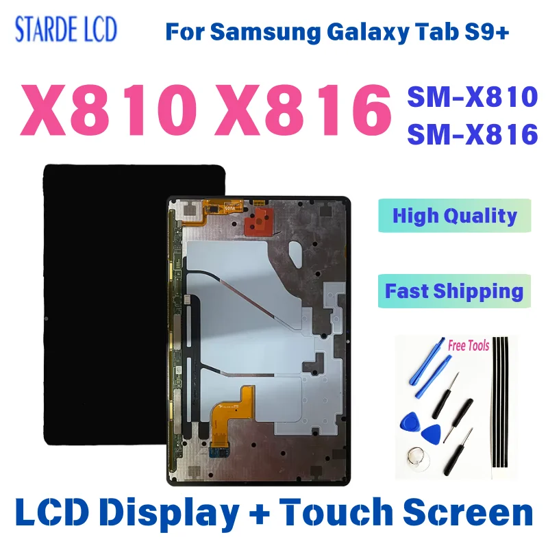 

12.4” For Samsung Tab S9 Plus X810 LCD Display Touch Screen Digitizer Full Assembly X810 X816 SM-X810 SM-T816 Replacement LCD