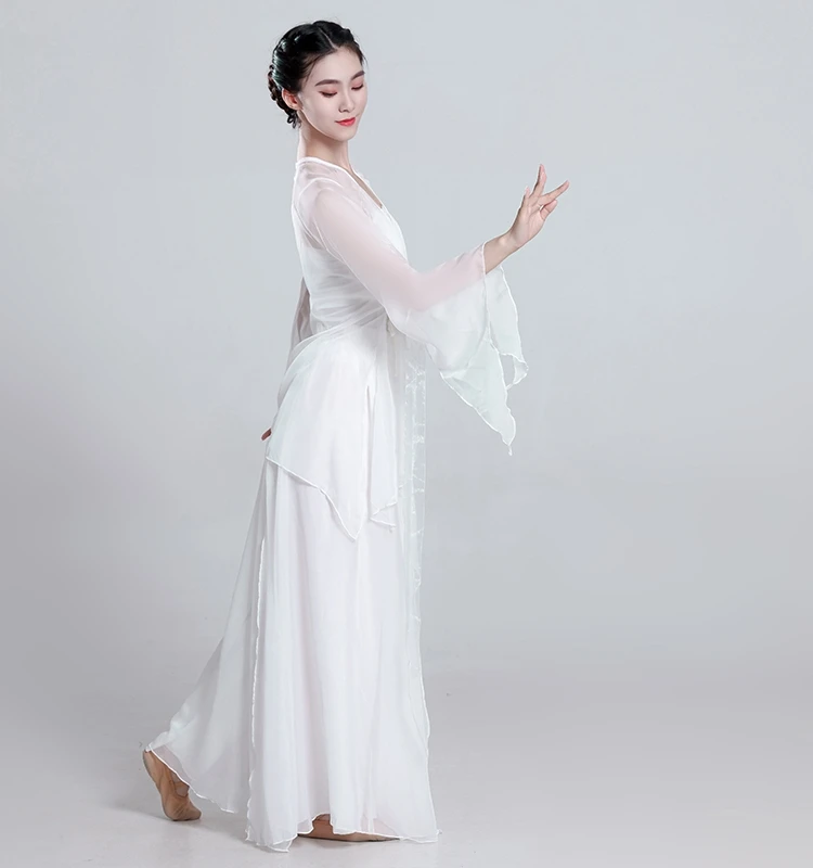 Elegant Ethnic Dance Costume Women's Flowing Fairy Body Veil Practice Suit Umbrella Dance Performance Traditional Chinese Fas...