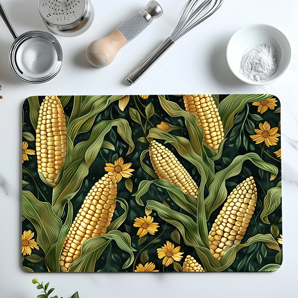 Absorbent Coffee Mat Dish Draining Mat Corn Leaf Flower Kitchen Drying Mat Quick  Bathroom Drain Pad Kitchen Faucet Placemat