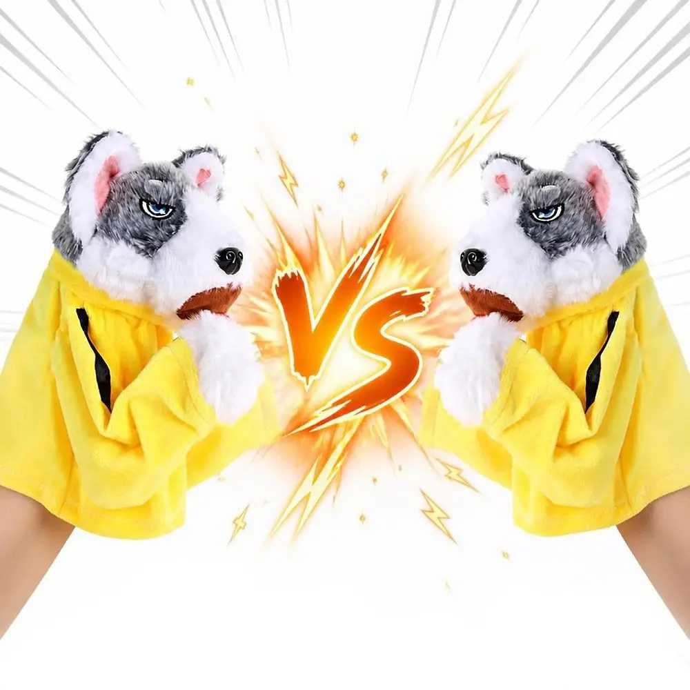 1/2Pcs New with Sound Boxing Dog Doll Battle Kids Gifts Husky Vocal Hand Puppet Plush Interactive Toy
