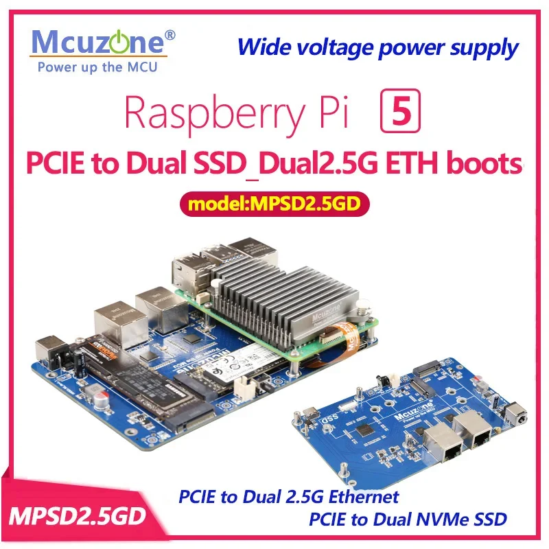 model:MPSD2.5GD, Raspberry Pi 5 PCIE to Dual SSD_Dual 2.5G ETH boots, driver free for RPi OS and openWRT