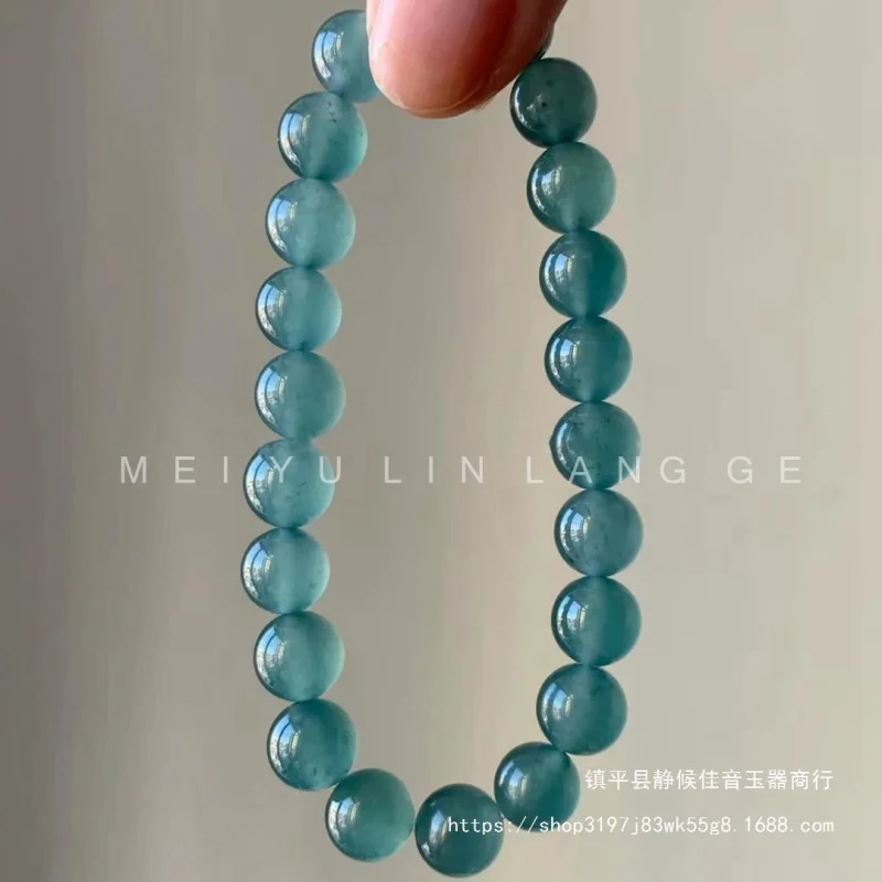 Natural Myanmar Jadeite Blue Lake Green Waxy Kinds Jade Bracelet Birthday Lucky Men and Women